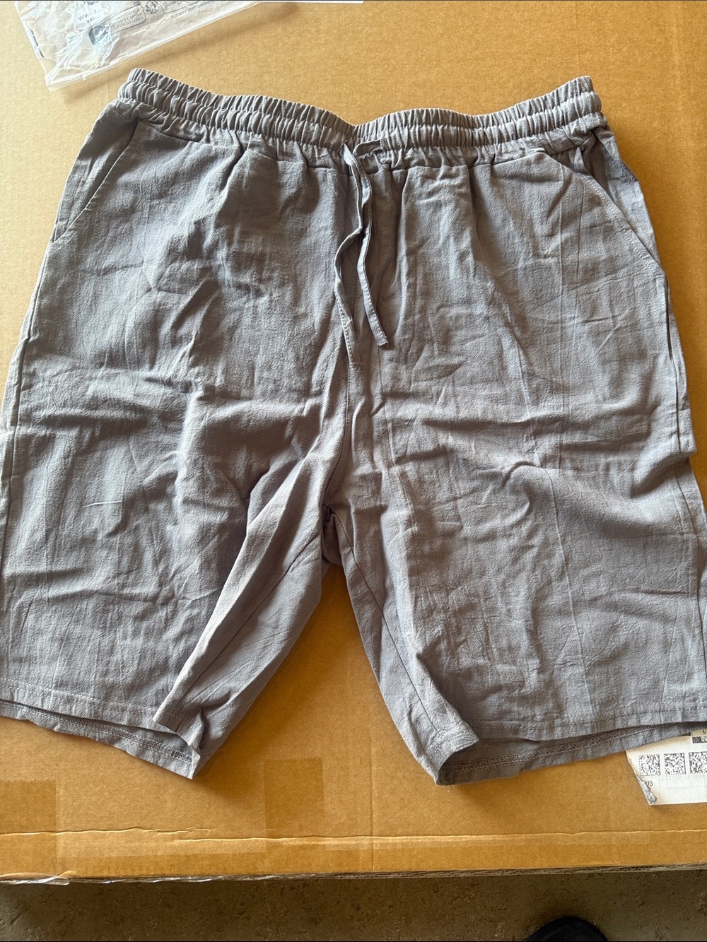 Men's Casual Elastic-Waist Gray Drawstring Shorts